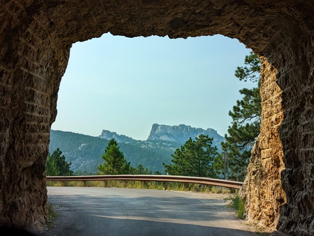 Needles Highway view of Mount Rushmore 2022